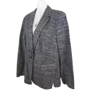 Lane Bryant ~Woman Size 20~ Black/White 1 Button Long Sleeve Pocket Cotton Blend